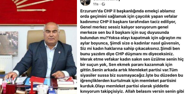 CHP Erzurum İl Başkanı, Çaycı Kadını Taciz Etti