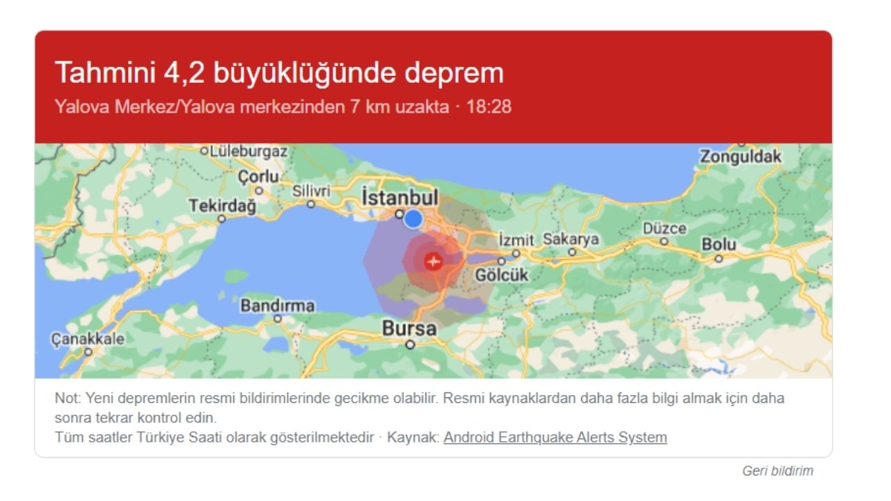 yalova istanbul deprem mi oldu